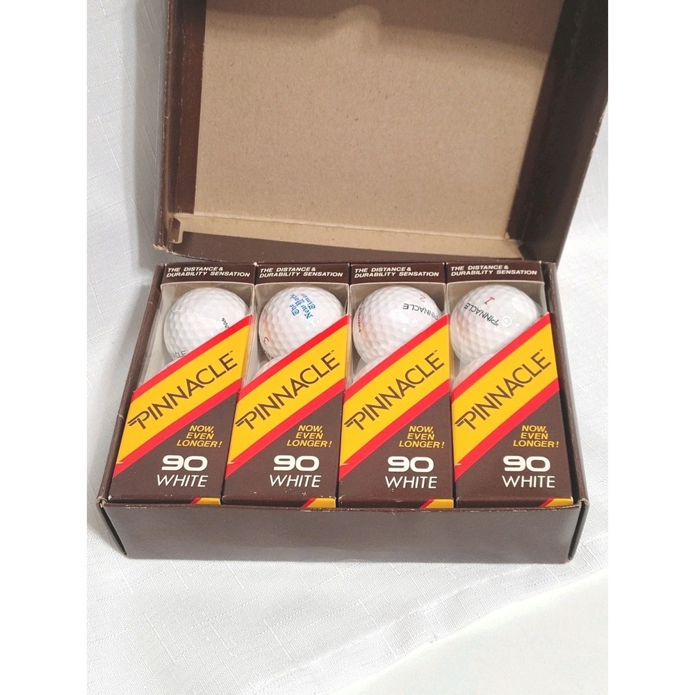 12 Vintage Pinnacle 90 White Golf Balls New In Box 4 Separate Sleeves